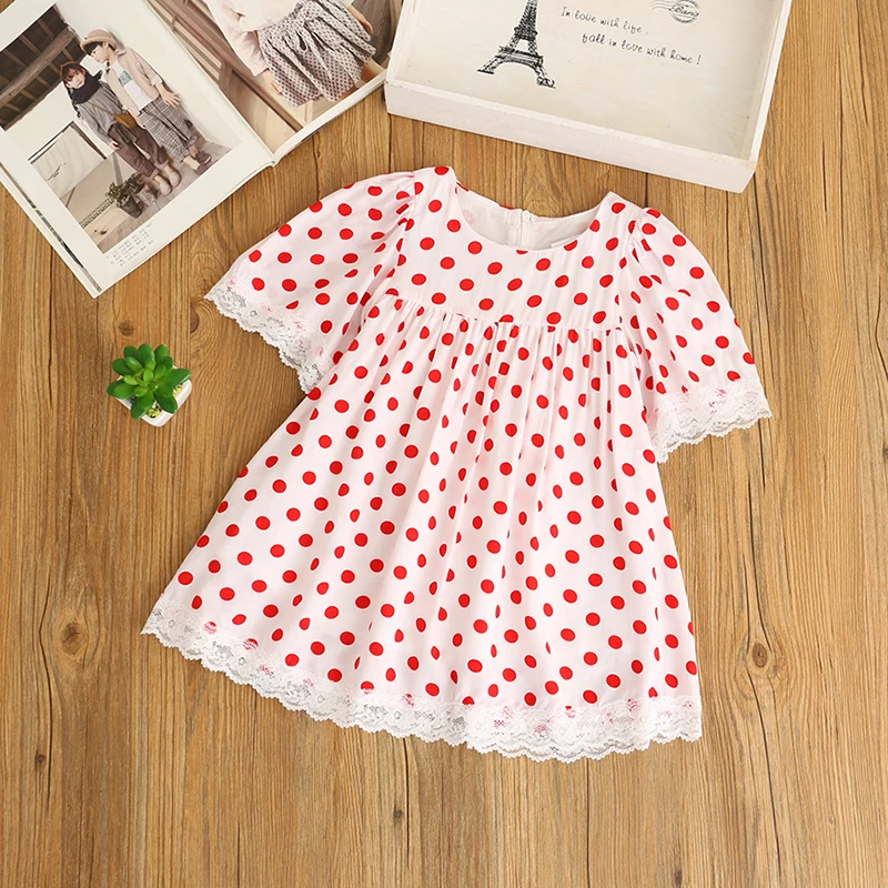 Bear Leader Girls Dress 2019 Lovely Style Short Sleeve Dot Printing Design for Kids Round Collar Children Clothing For3-8Y | Детская