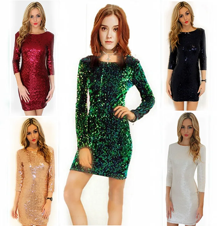 Зеленый блесток платье Для женщин 2019 Slim Fit спинки Bodycon Вечерние ночной клуб Мини