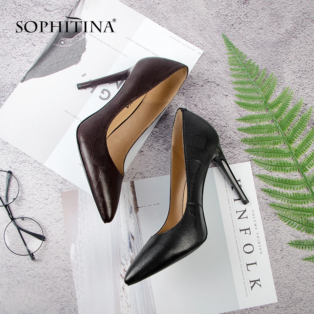 Женские вечерние туфли лодочки SOPHITINA из натуральной кожи на очень высоком