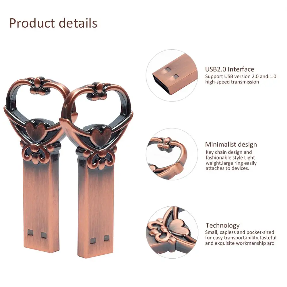 Сердце ключ USB флэш-накопитель 4 ГБ 8 16 32 64 карта памяти Флеш накопитель