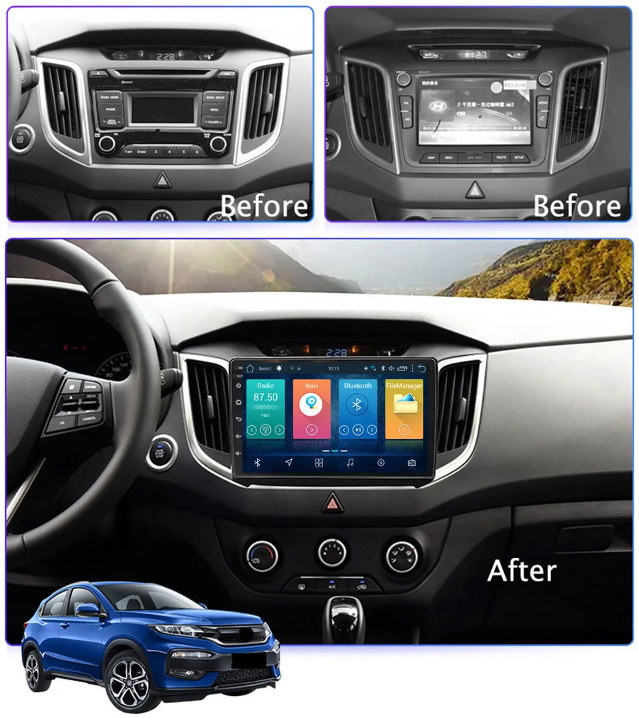 10 1 дюймовый 2.5D IPS HD мультисенсорный экран Android 2014 2 Гб ОЗУ 32 ПЗУ NAVI для Hyundai IX25 2018-с