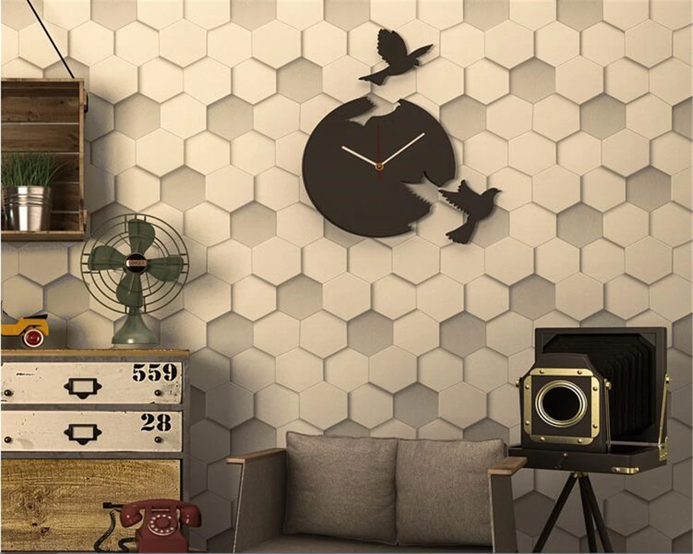 3D обои beibehang muralNordic с абстрактным геометрическим шестигранным текстурированным