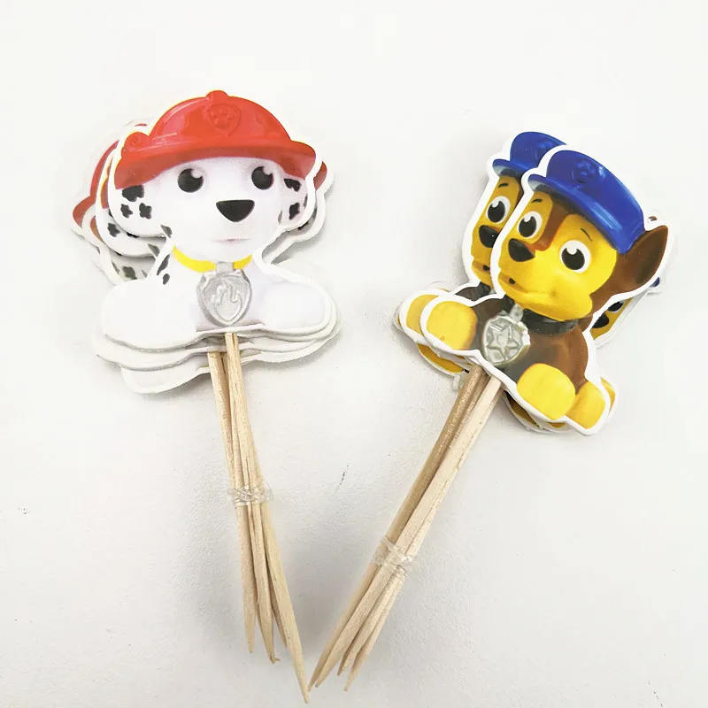 PAW Patrol кружки 12/24 шт Paw Puppy Cake bord Cupcake Топпер десертная шляпа-торт бумажный флаг