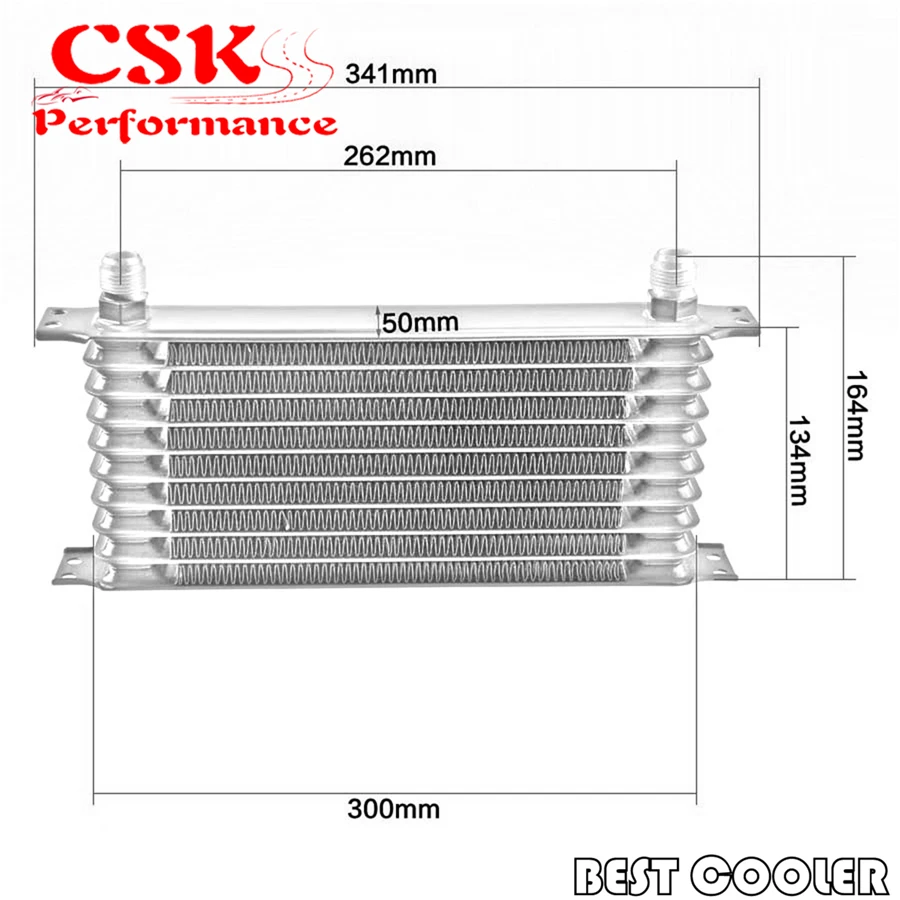 10 рядный масляный радиатор с монтажным кронштейном + Адаптерный шланг комплект
