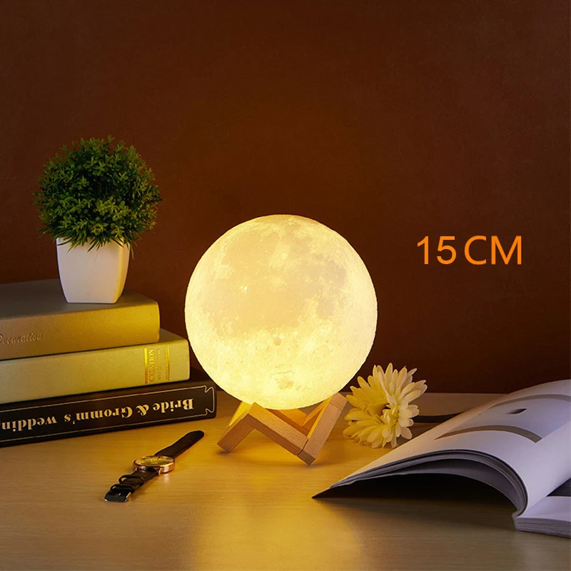 15cm diameter 3D луна светильник светодиодный ночной Светильник для Для детей ребенок лампа сенсорный Сенсор светильник дистанционного Управление ночника Спальня прикроватная настольная лампа - Испускаемый цвет: 15cm diameter