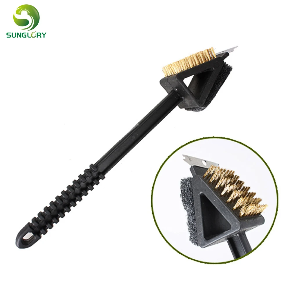 3 в 1 медная проволока для барбекю гриль щетка со скребком с длинной ручкой из