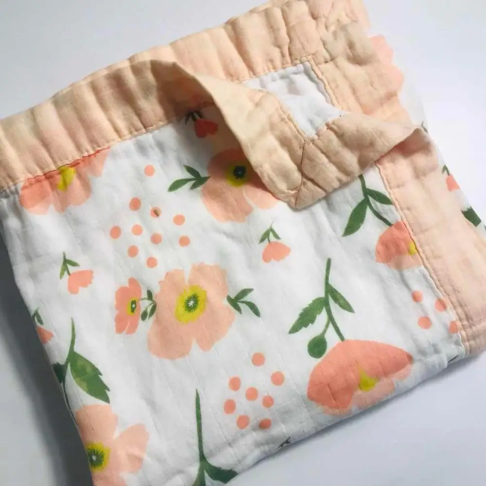 flower Черное муслиновое одеяло, четыре слоя бамбука, детское муслиновое одеяло, муслиновое дерево, пеленание лучше, чем Aden Anais, детское одеяло, детская накидка - Цвет: flower