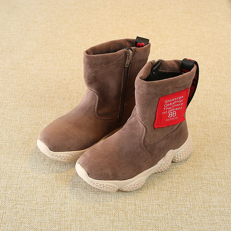 Обувь для девочек 2018 осень зима дети новый кашемировые сапоги боковая молния