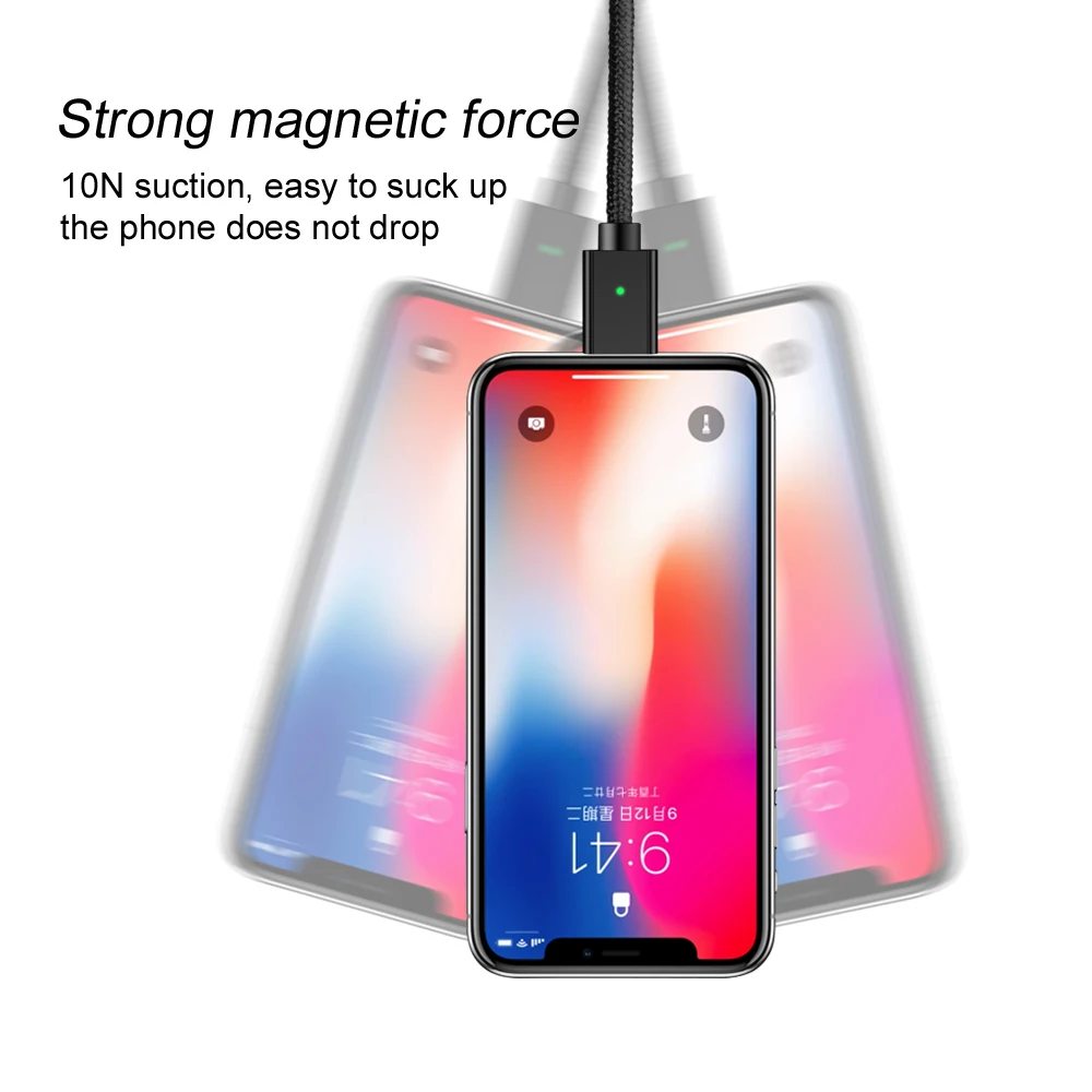 Магнитный зарядный кабель OLAF для Xiaomi huawei, быстрый зарядный Магнитный кабель Micro usb type C для iPhone XS X, светодиодный шнур с магнитным проводом