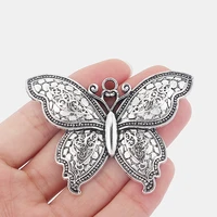 2pcs bronzesilver color big butterfly pendant insect animal charm pendant for diy necklace jewelry making