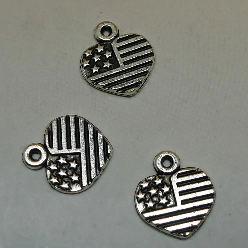 

nevstop 200Pcs/lot Heart Shaped American Flag Designed Charms 11x12mm Handmade Jewelry Findings A7105
