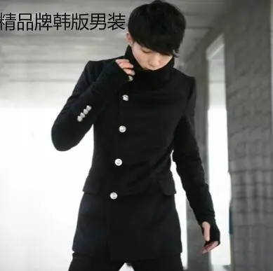 Повседневное шерстяное пальто с воротником стойкой мужские тренчи однобортное