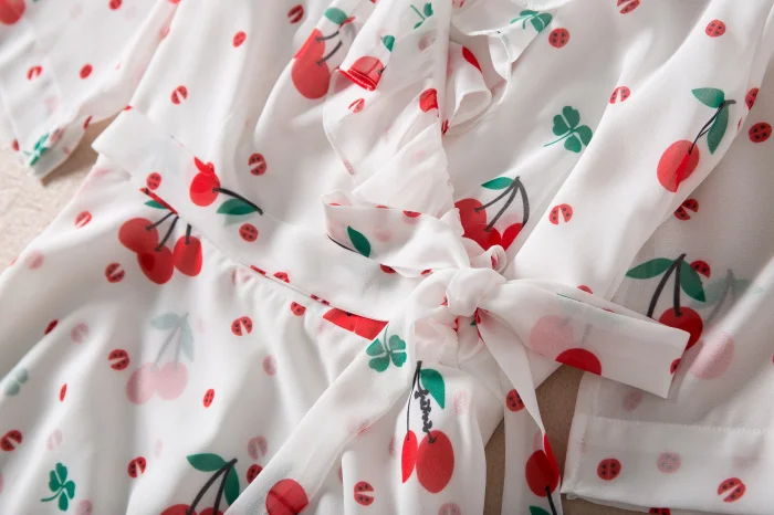 cherries print white dress designer runway high quality 2018 20180526 | Женская одежда