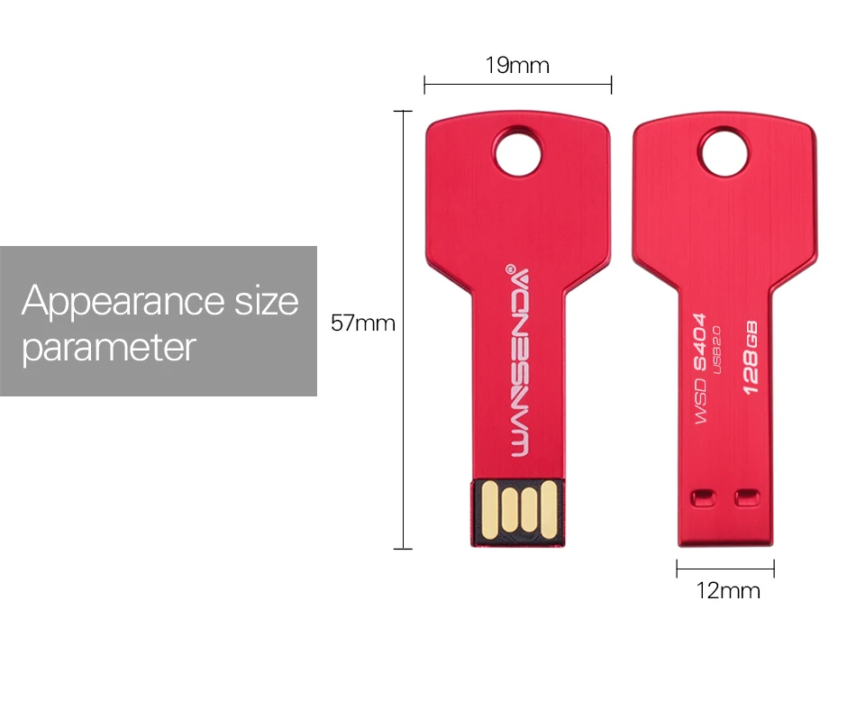 WANSENDA USB флеш-накопитель в форме ключа флеш-накопитель 64 ГБ 32 ГБ 16 ГБ 8 ГБ Флешка реальная емкость USB карта памяти водонепроницаемый флеш-диск