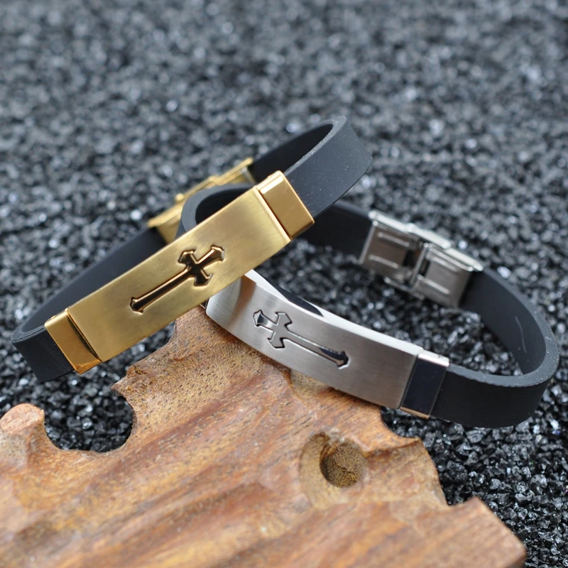 MOZO Модный популярный бренд мужские браслеты из нержавеющей стали крест браслет