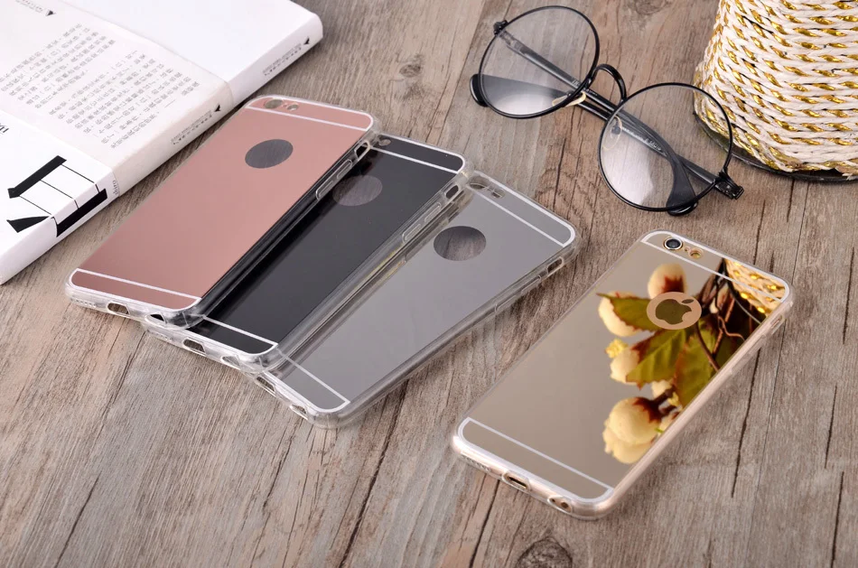 Роскошный чехол для iPhone 7 8 Plus X с зеркальным гальваническим покрытием мягкий