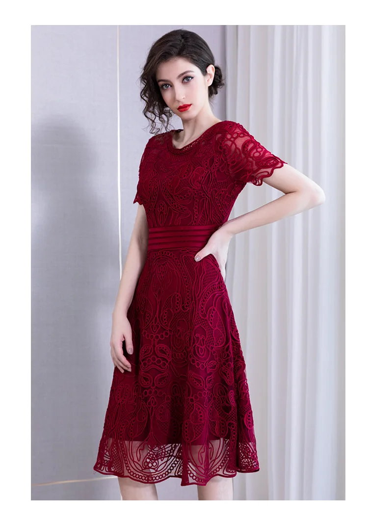 Платье размера XXXXL Vestidos De Festa, летние модные вечерние коктейльные женские платья с круглым вырезом, изысканное платье с вышивкой синего, винного, красного цвета