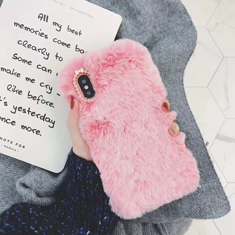 Luxury Fur Phone Case For iPhone X 8 8plus 7 7plus 6 6s Winter Warm Furry Cover | Мобильные телефоны и аксессуары