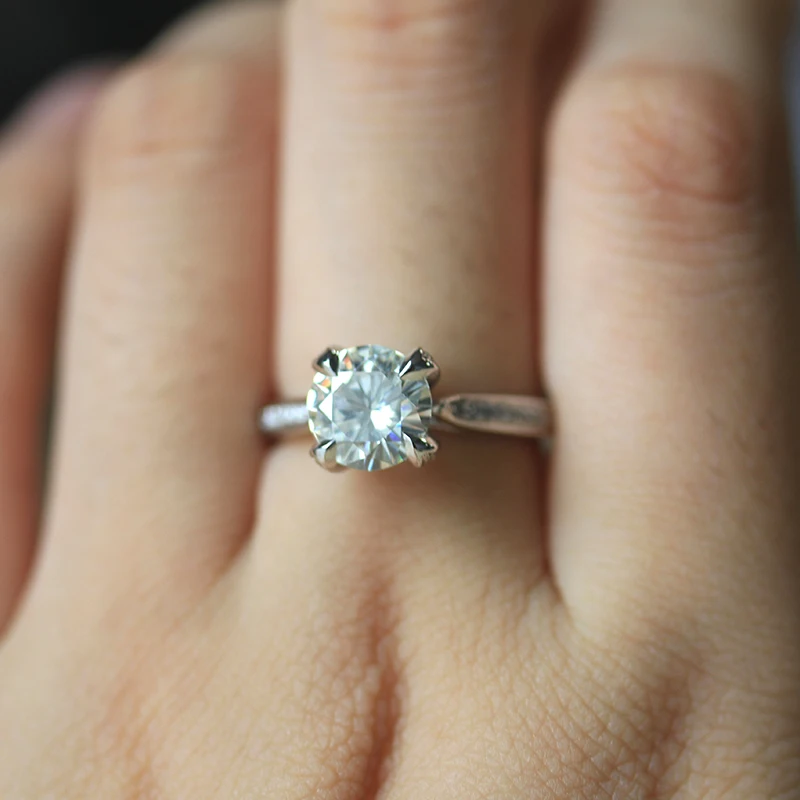 

Dupuy Diamond Ring For Women 14k White Gold Ring 7.5mm 1.5ct Round Cut Certified Engagement Wedding Ring Valentine Gift D180047