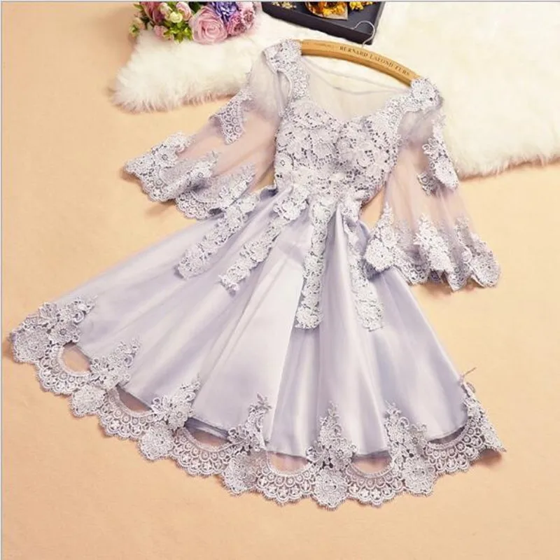 Женское кружевное мини-платье-трапеция белые черные серые сексуальные платья