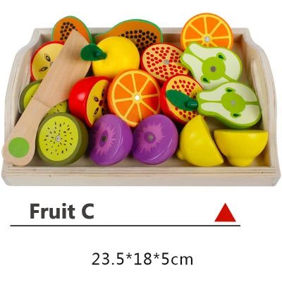 Fruit C Детские кухонные игрушки, ролевые игры, деревянные игрушки для резки фруктов и овощей, Классические обучающие игрушки для мамы, сада, подарки - Цвет: Fruit C