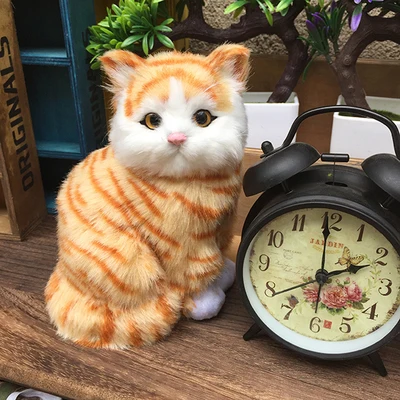 

about 12x18cm yellow cat model,polyethylene&furs artifical handicraft Figurines & Miniatures home decoration toy gift a2977