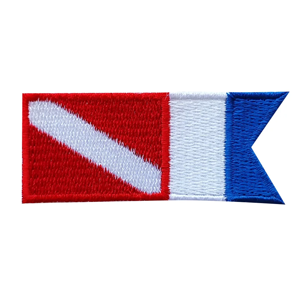 Blue White Red Дайвер вниз флаг/Альфа флаг патч Рюкзак жилет мешок значок на замену дайвинг погружение Утюг-на вышитые аксессуары - Цвет: Blue White Red
