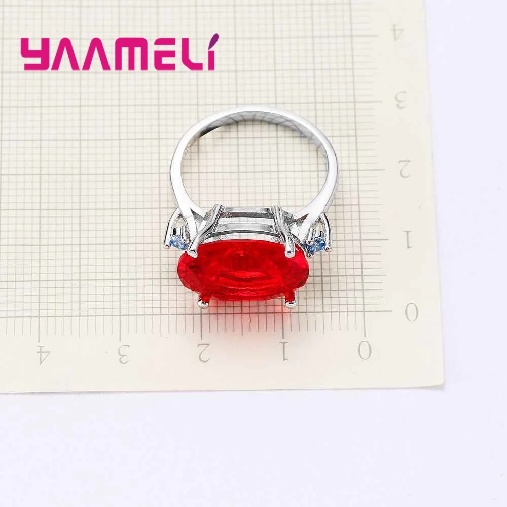 Очень яркие большие красные кубические циркониевые кольца для женщин идеальный