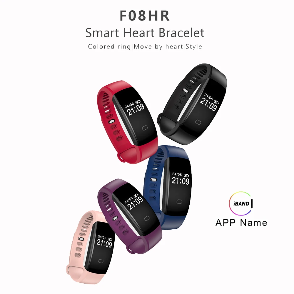 F08 умный Браслет монитор сердечного ритма Водонепроницаемый Фитнес трекер