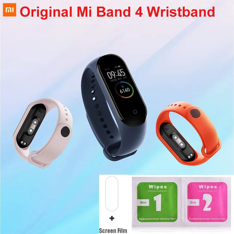 Оригинальный цветной силиконовый ремешок для Mi Band 4 5 браслет Сменные аксессуары