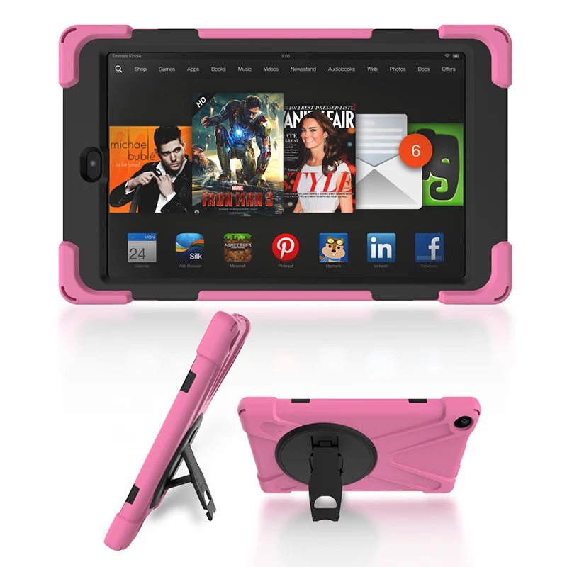 Ударопрочный детский безопасный силиконовый чехол с подставкой для Amazon Kindle Fire HD " планшет+ стилус