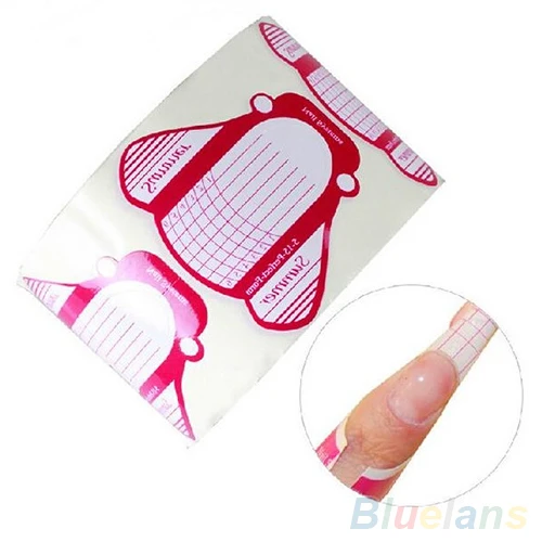 Latest 100Pcs French Nail Art Tips Acrylic UV Gel Extension Forms DIY Guide Tool 4CGZ 5K93 | Красота и здоровье