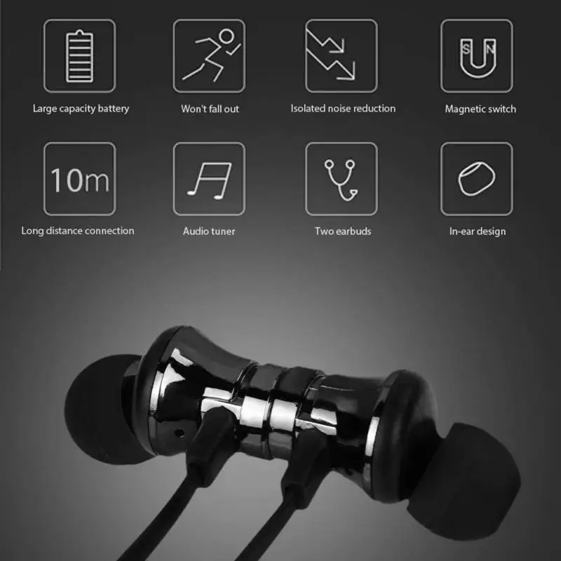 Магнитные Bluetooth наушники Спортивная Беспроводная гарнитура 4 2
