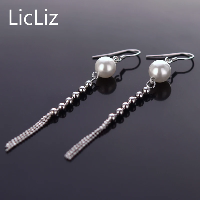 Женские серьги-подвески lililiz длинные серьги-капли из серебра с пресноводным