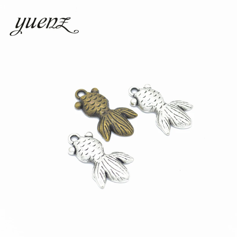 YuenZ 10 pcs 2 color Antique Silver fish Charms Zinc Alloy necklace earring bracelet jewelry DIY handmade 25*15mm D746 | Украшения и