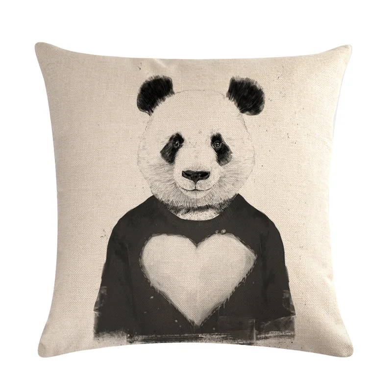 Чехол для подушки 45x45 см квадратная наволочка искусство черно-белая панда и чехол