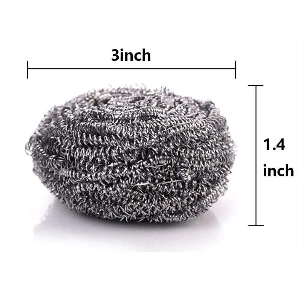 

6PCs Stainless Steel Sponges Scrubbing Scouring Pad Steel Wire Ball Scrubber