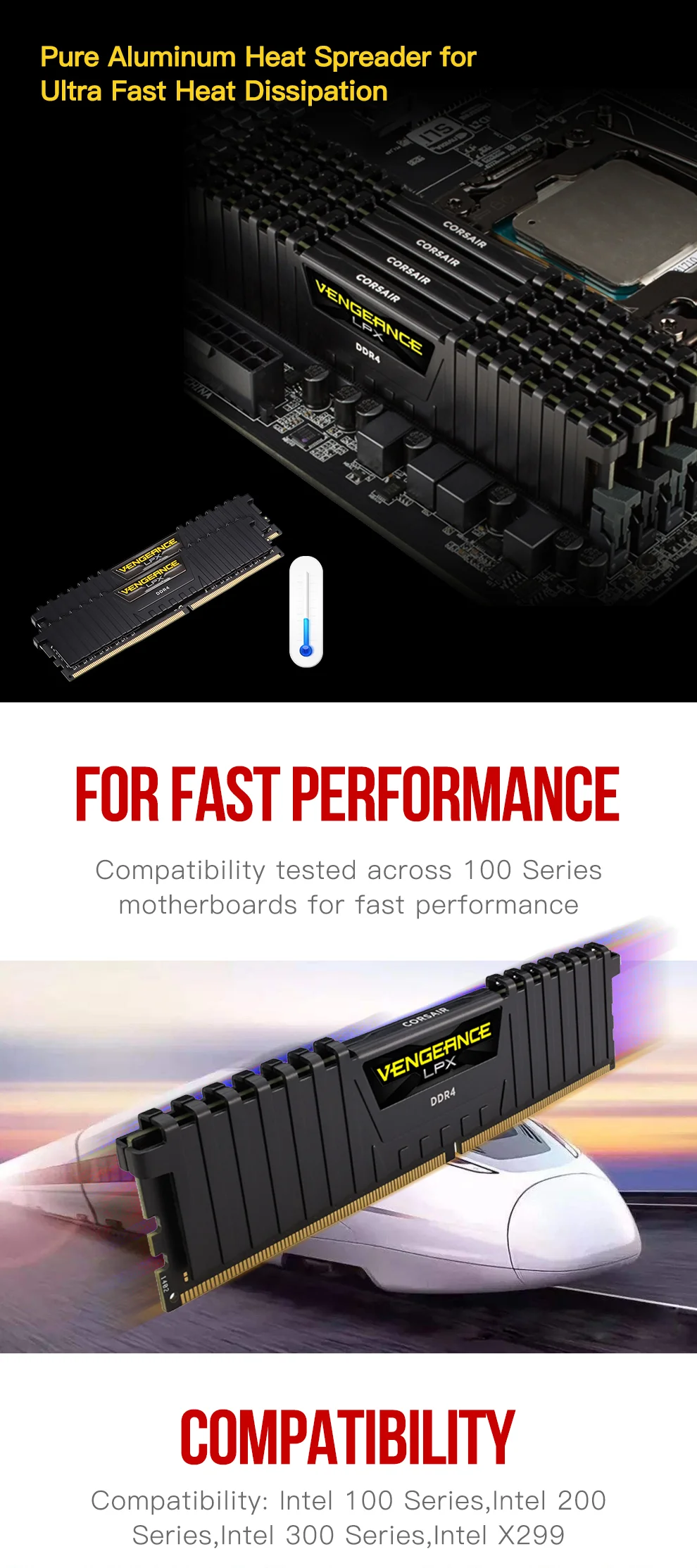 Модуль CORSAIR Vengeance LPX 8 Гб DDR4 PC4 2400 МГц 3000 МГц 3200 МГц 2400 3000 ПК настольный компьютер оперативная память 16 ГБ 32 ГБ DIMM