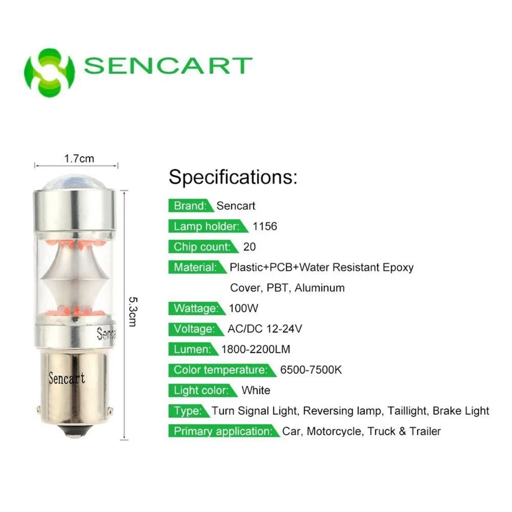 Sencart 1156 1157 20SMD 3030 светодиодный (XP E светодиодный) тормозной светильник s/задний