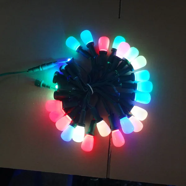 50 узлов адресуемых RGB S14 DC12V WS2811 Светодиодный Рождественский пиксельный струнный светильник; 6 дюймов(15 см) Расстояние между проводами; Зеленая проволока; IP68