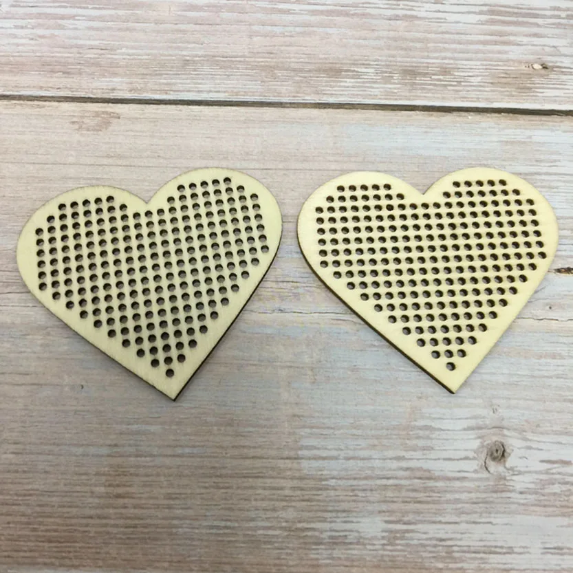 

50pcs laser cut wooden heart shape decor wood embellishment craft cross stitch