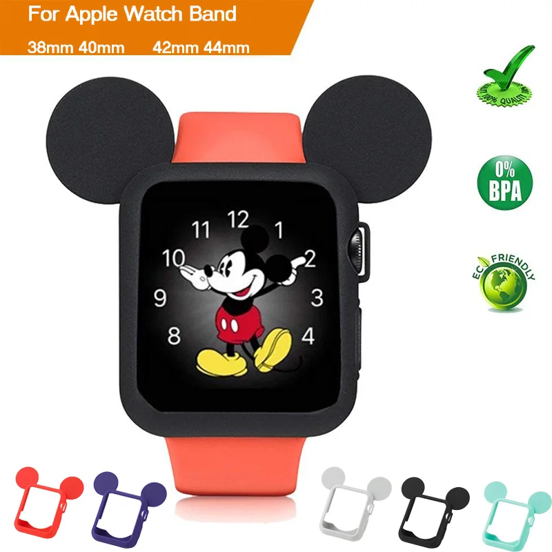 С Микки Маусом силиконовый Защитный чехол для apple watch 4 42/38 мм подходит iWatch серии