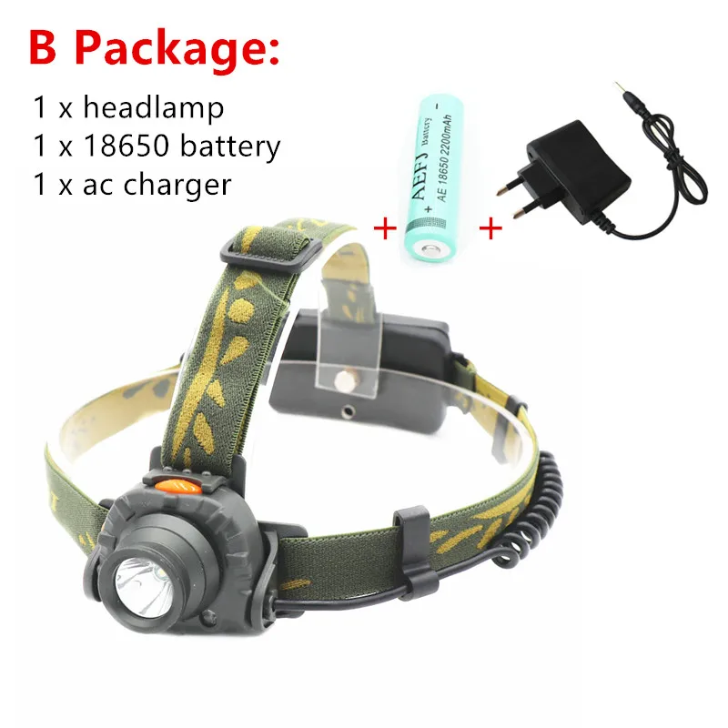 B Package 800LM IR Sensor LED Headlight 100M Distance AAA 18650 Battery Headlamp Lantern Camping Hunting Fishing White Light Head Torch - Испускаемый цвет: B Package