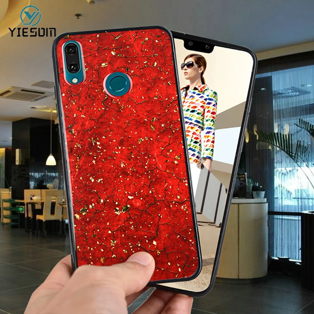Чехол из фольги и мрамора для телефона Huawei Y9 2019 Y5 Y7 Prime 2018 мягкие чехлы ТПУ P20 Mate 20