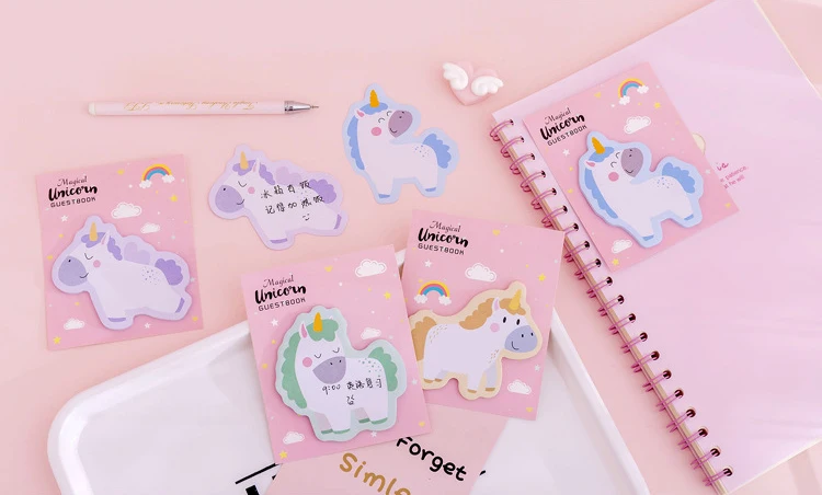 Симпатичные Kawaii Единорог блокноты стикеры студенческие мультфильм этикетки канцелярские товары офисные Скрапбукинг Бумажные принадлежности 1 шт