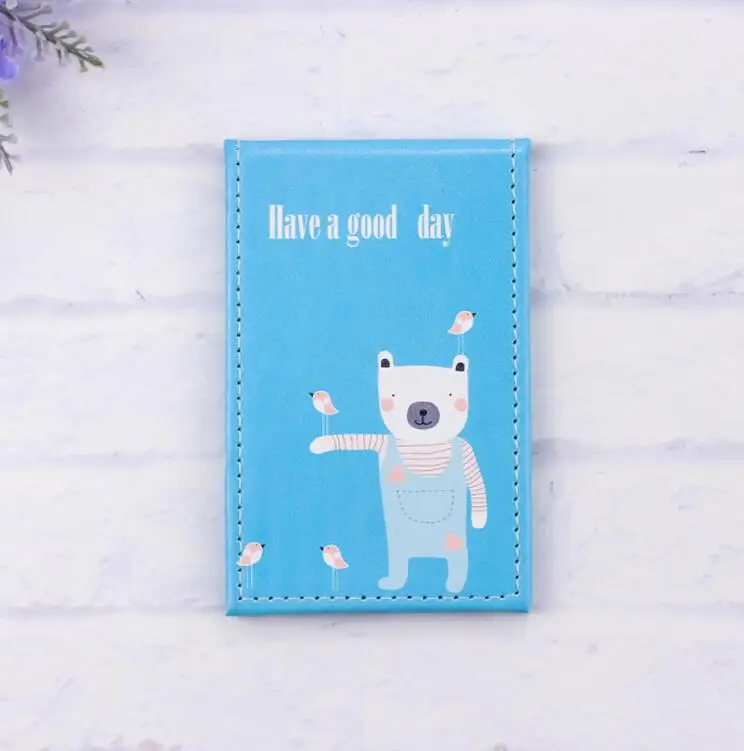 B Vicney Cute Bear, настольное, одностороннее, из искусственной кожи, складное, для макияжа, принцесса, зеркало, средний, портативное, красота, туалетное, маленькое зеркало - Цвет: B