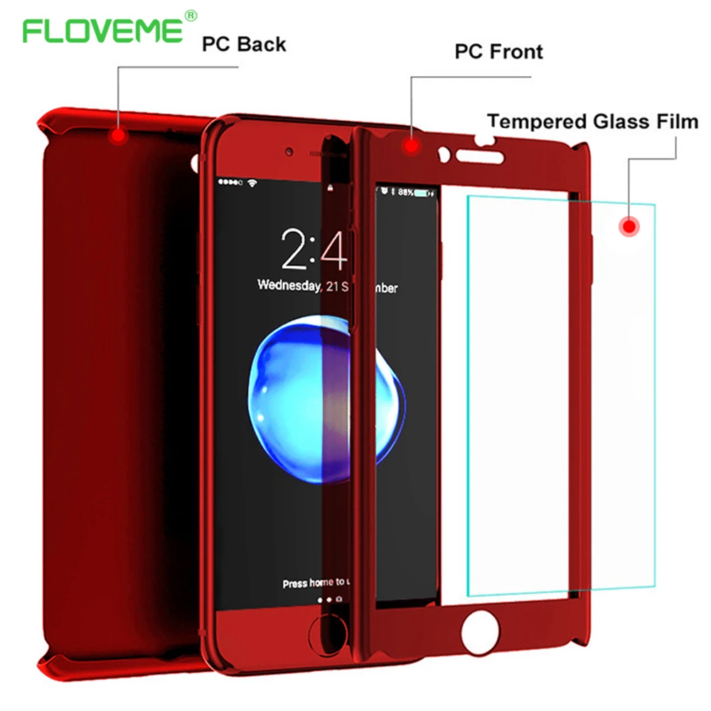 Floveme Телефонный чехол для iPhone 6 6S 7 8 Plus Корпусы Full Coverage Ультра тонкие жесткие