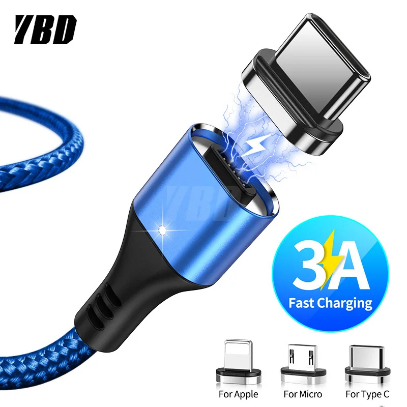 Кабель Micro USB YBD с магнитным зарядным устройством для Samsung iPhone/USB кабель Type c зарядки