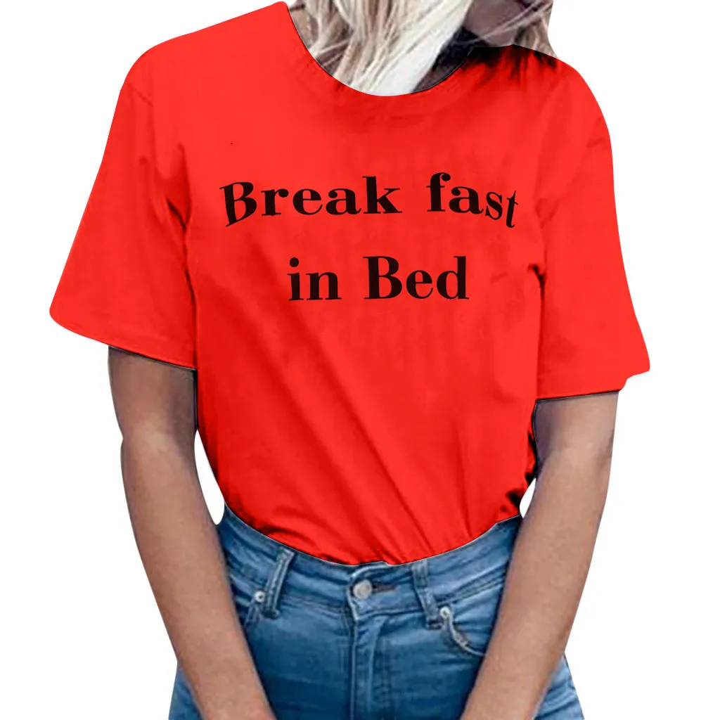 SAGACE модная женская футболка летняя повседневная с круглым вырезом буквенным