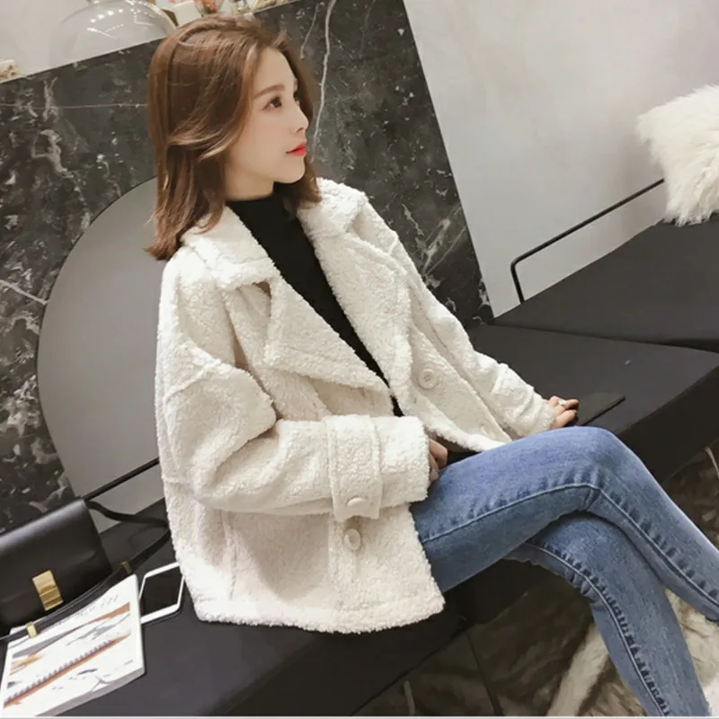 Модное кашемировое пальто для женщин зима 2019 корейский стиль с отворотами мехом